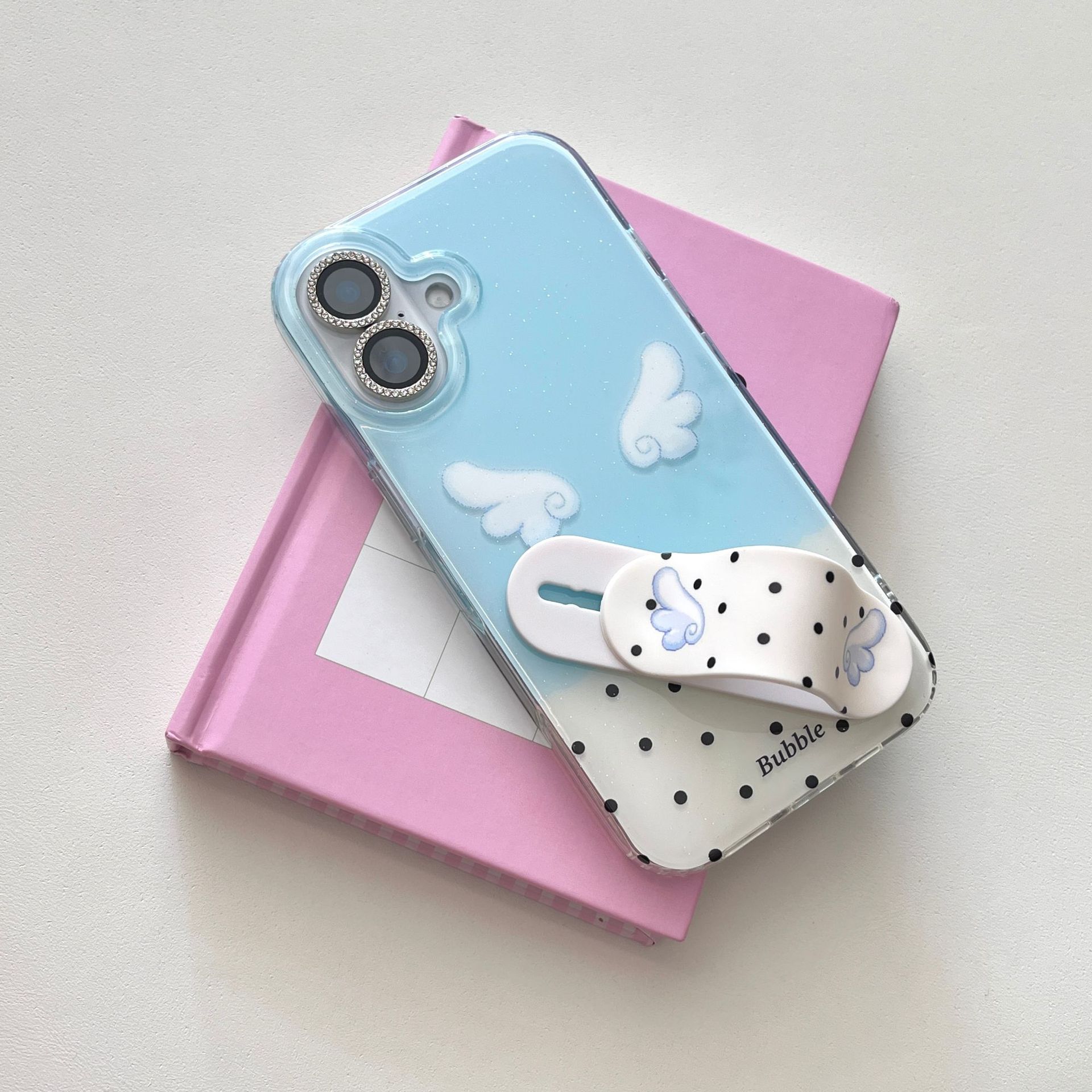 Pequeñas alas azules de lunares frescos para iPhone16 funda para teléfono móvil 15ProMax 14/13 nuevo 16P