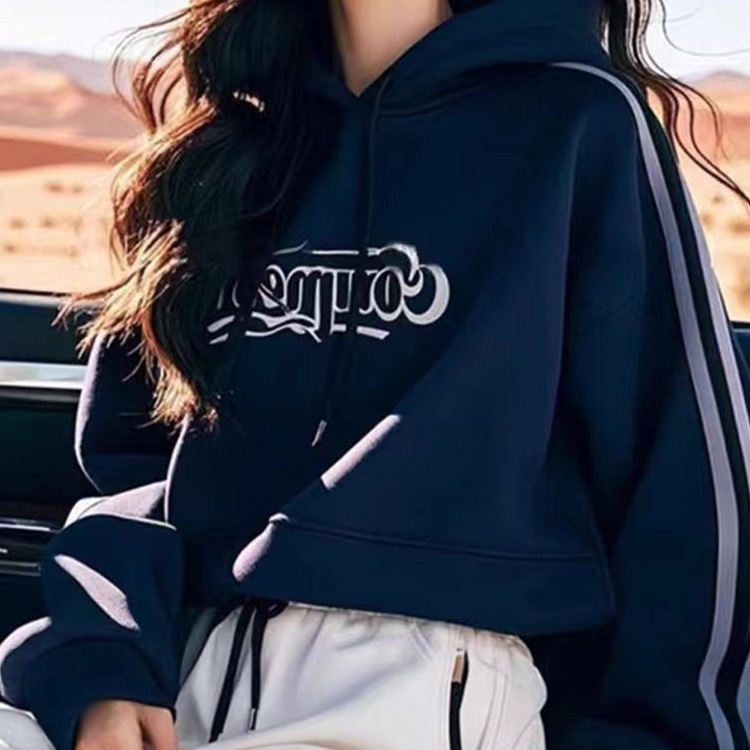 今年流行爆款早秋季小个子设计感藏蓝色连帽薄款卫衣女2025年新款|undefined