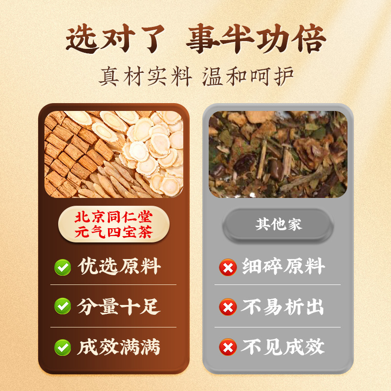 北京銅仁堂 Zhenhuang Yuanqi Sibao Tea 三角パック アメリカ人参、レンゲ、コクソウ、オフィオポゴン ジャポニカス個別包装ギフトボックス|undefined