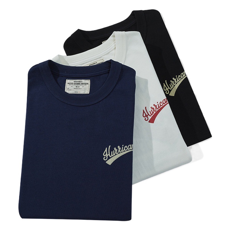 OKONKWO primavera y verano nueva motocicleta letra impresa camiseta 220g gruesa Camiseta de manga corta