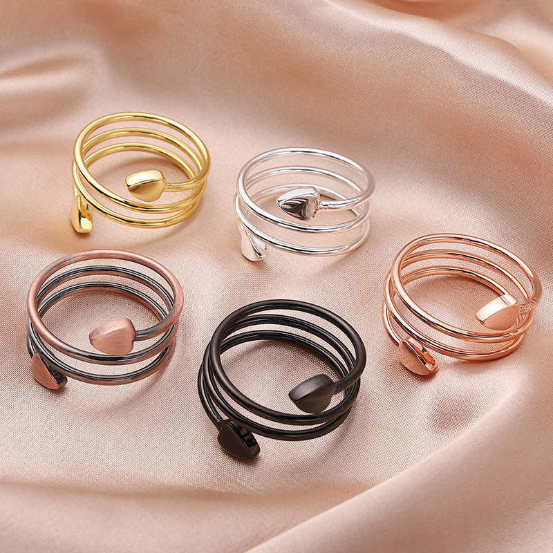 Cross-Border Popular Fashion Pure Copper Spring Ring, Heart-Shaped Snake-Shaped Magnetic Ring, Energy Red Copper Jewelry Manufacturer Wholesale
