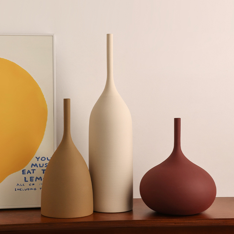 Beihanmei Jingdezhen jarrón de cerámica cepillado hecho a mano retro wabi-ji sala de estar del hogar decoración de Morandi