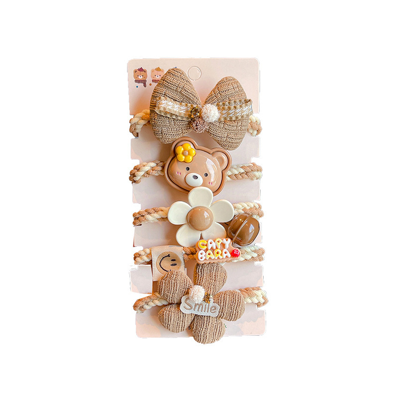 Niños súper lindos café de leche flores arco de cabello anillo de cabello correa de cabello de alta elasticidad cabello de cabello