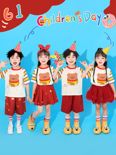 Children's Day Bear Cheerleader Performance Costumes Kindergarten Performance Class Uniforms Set Primary School Graduation Photo Costumes