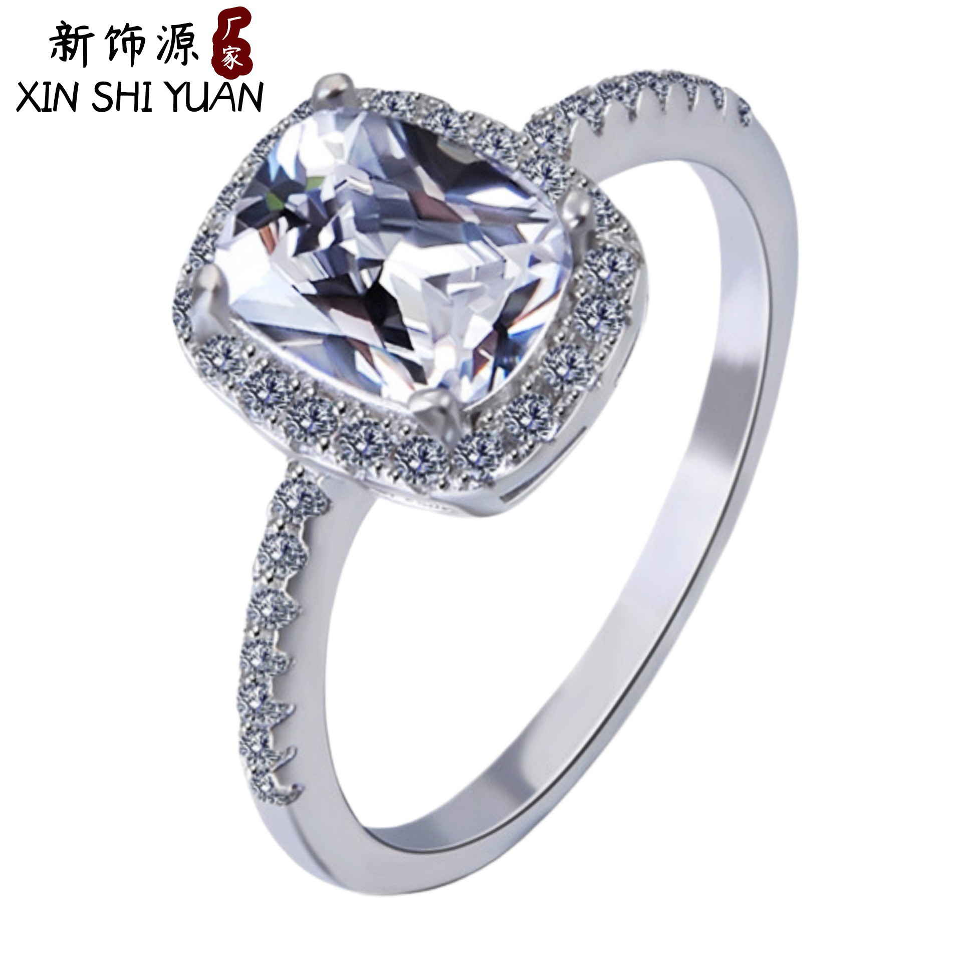 Live Hot Selling Ring Multicolor rectangular diamond colored gemstone ring colored crystal square diamond engagement ring ring ornaments