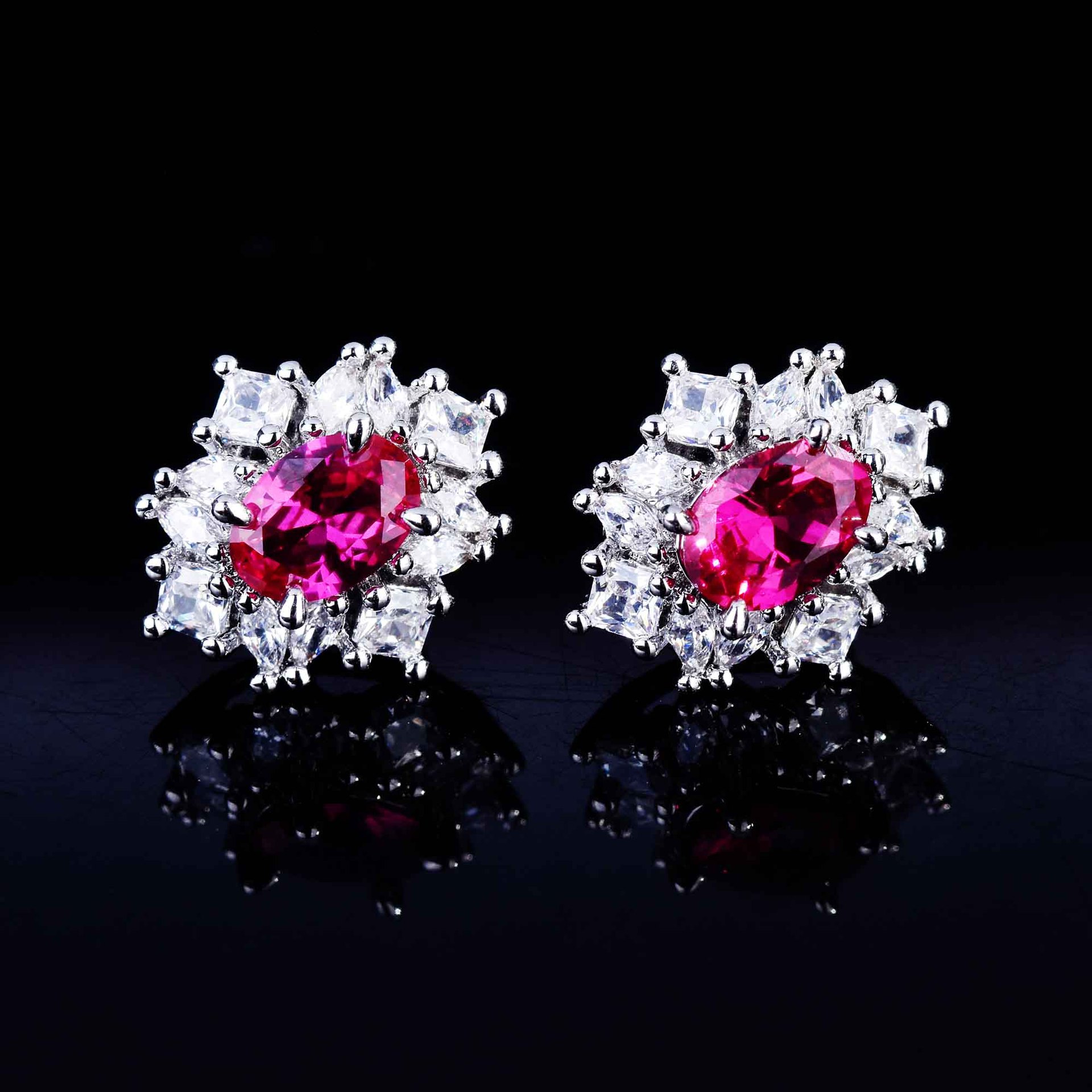 Fashion Luxury Color Treasure Set Corundum Open Ring Earrings Pendant Jewelry display picture 7