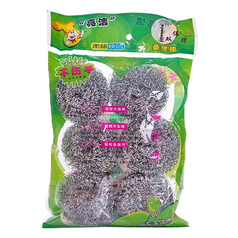 Descontaminación fuerte Bola de limpieza lavavajillas hogar olla de cocina cepillo de alambre de hierro bola durable olla cepillo de lavado BOLA DE LIMPIEZA DE ACERO INOXIDABLE