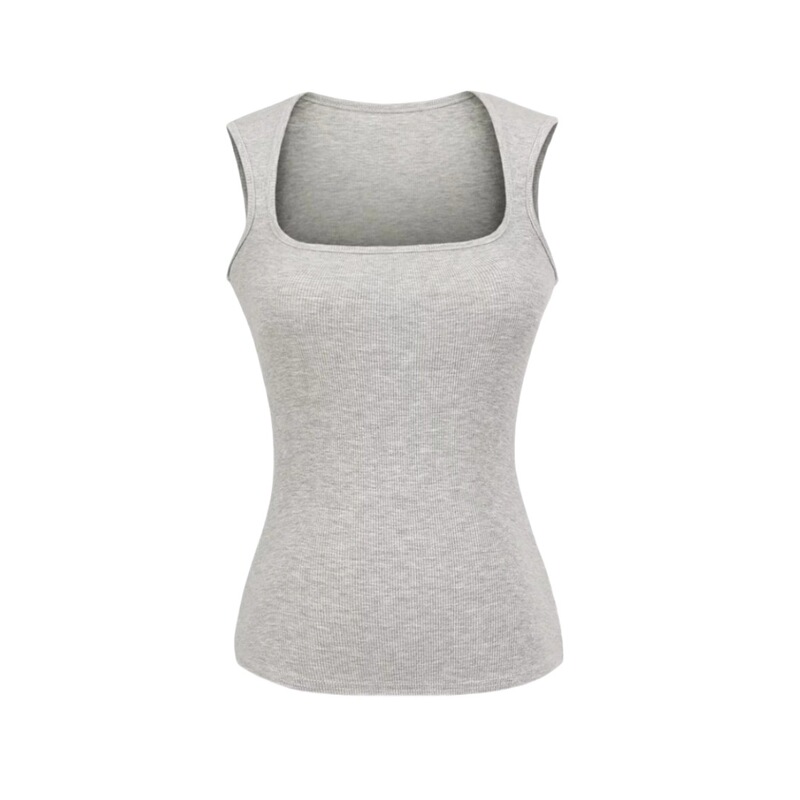 European and American Style Slim-fit Basic Square Collar Sleeveless Vest Simple Solid Color Slim-fit Casual Sports Base Top