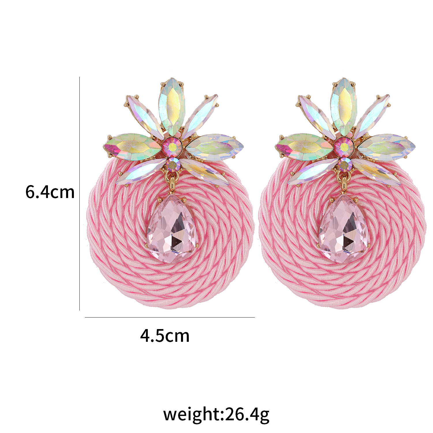 fashion rhinestone geometric round earrings