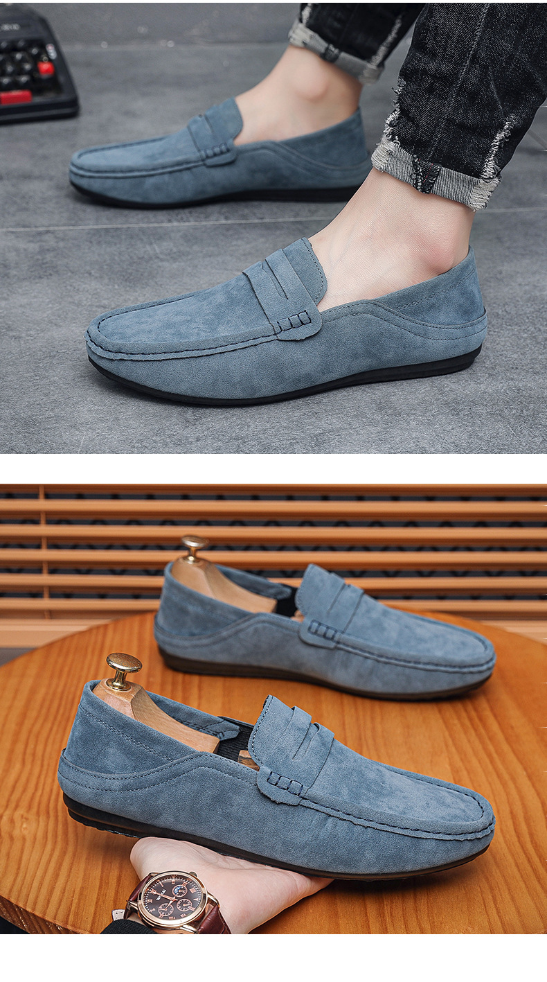 New loafers men's shoes bean shoes hair trend fashion British lazy man a slip-off half drag_voghion.com