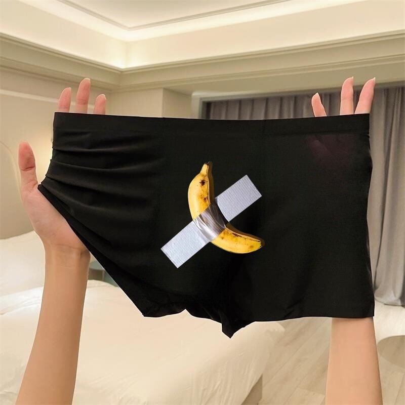 Men's Ice Silk Underwear Cute Cartoon Summer Thin Style 2026 New Seamless Briefs Funny and Humorous for Boys Summer