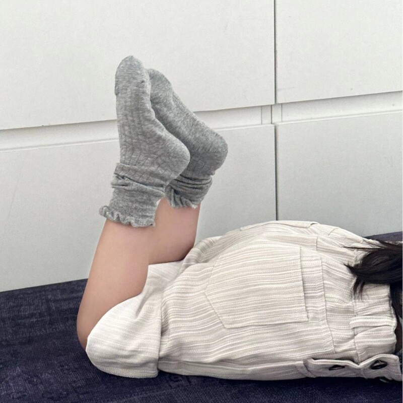 Spring and Summer Knitted Socks with a Cute Korean Style for Children, Girls' Mid-Calf Socks, Baby Socks, Pure Cotton, Comfortable Short Socks