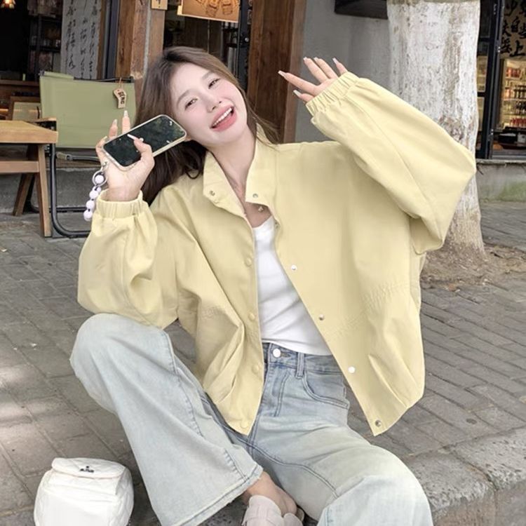 奶黄色工装风衣外套女秋季2025新款减龄设计感小众独特别致学院风|undefined