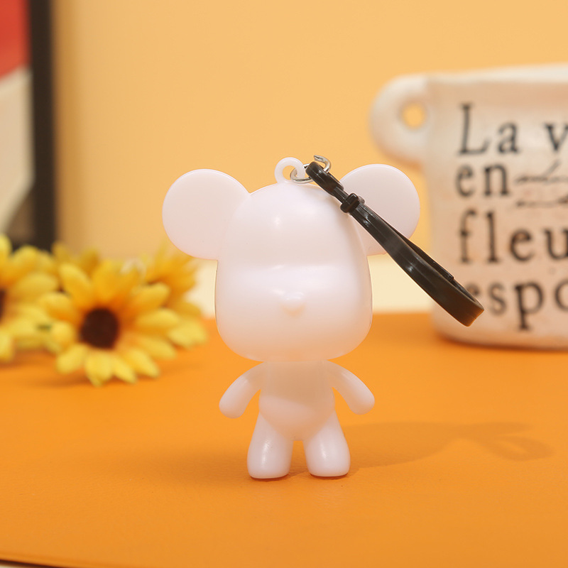 Fluid Bear Keychain Blank Wholesale DIY Violent Bear Big-Headed Princess Bear Paint Cute Vinyl Keychain