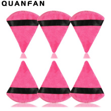 跨境干粉扑扇形三角丝带手钩散粉蜜粉闪粉通用欧美美妆扑三角粉扑