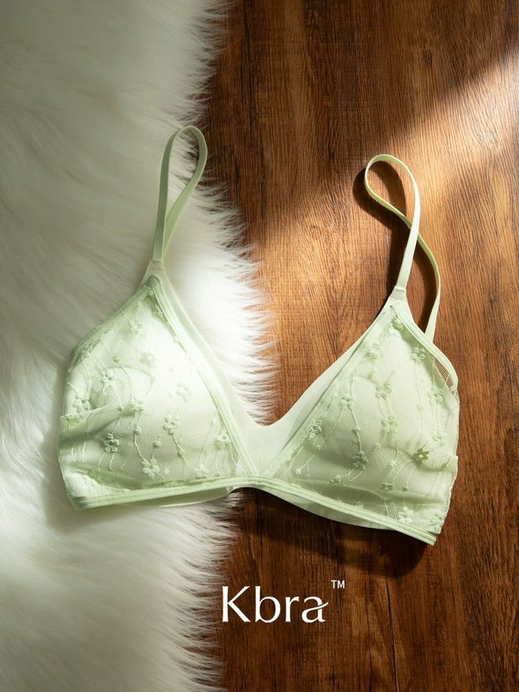 Lace Wireless Bra Women, Thin Lightweight, Light Push-Up Support, Beautiful Back Design