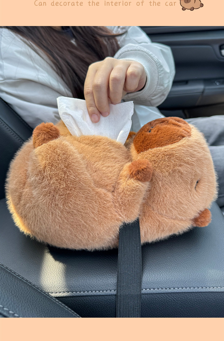 Car-mounted tissue box cartoon creative car use hanging plush car cartoon tissue bag