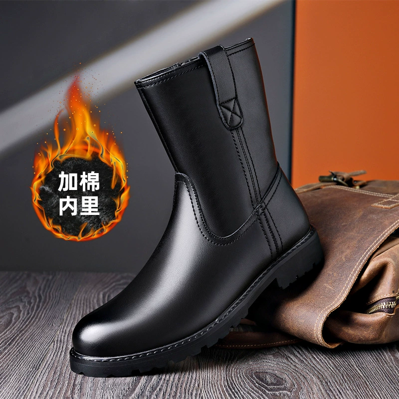 Ботинки Martin Мужская обувь 2023 Новые кожаные повседневные кожаные ботинки с высоким берцем, осенне-зимние теплые кожаные ботинки на флисовой подкладке