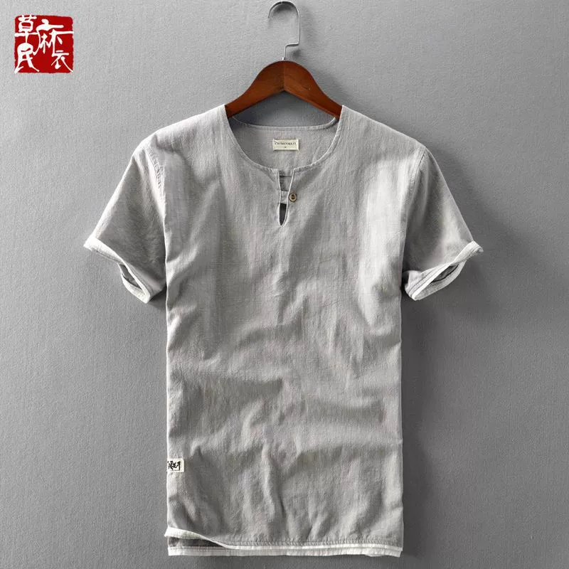Summer retro thin shirt, cotton and linen, oversize