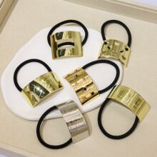 跨境热销发饰新款简约发绳合金马尾头绳高级感金色百搭发圈批发