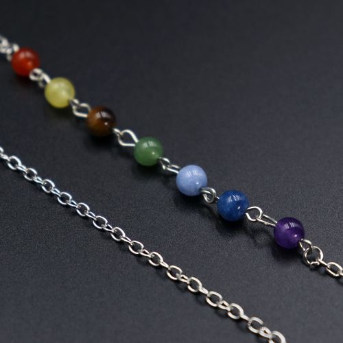 Cross-border colorful bead chain hollow bead pendulum chain lobster clasp pendulum pendant yoga jewelry accessories light chain