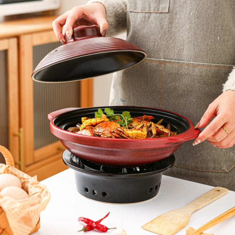 Tiange ceramic red casserole high temperature resistant household alcohol stove fish head soup claypot rice gas dry-fired shallow casserole