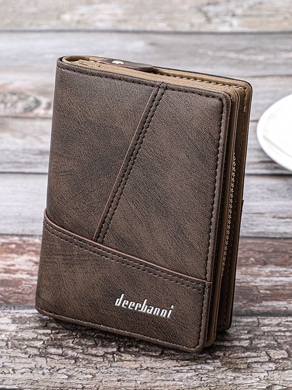 Transfronterizo de Europa y América multi-funcional bolso de los hombres de la vendimia de la cadena suave billetera de costura corta de dos veces al por mayor de los hombres