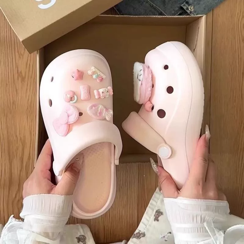 Женские туфли с милыми мультяшными котятами на толстой подошве, увеличивающие рост, весна-лето 2025, модная верхняя одежда, удобные женские тапочки с носком