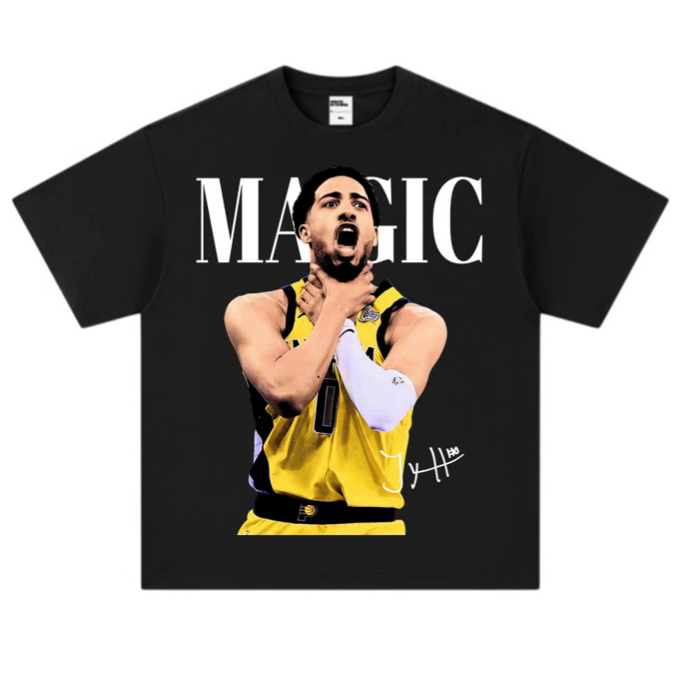 Haliburton Halliburton Celebrating Action Figure Basketball Star Small Collar Retro Direct Spray Long Short Sleeve T-Shirt