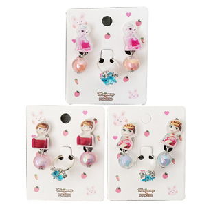 New Korean version of children's girls electroplated ear clip earrings ring ear hanging fake earrings accessories Princess manufacturers wholesale