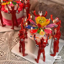網紅男孩生日蛋糕裝飾擺件要相信光創意復古蓮花燈旋轉荷花蠟燭