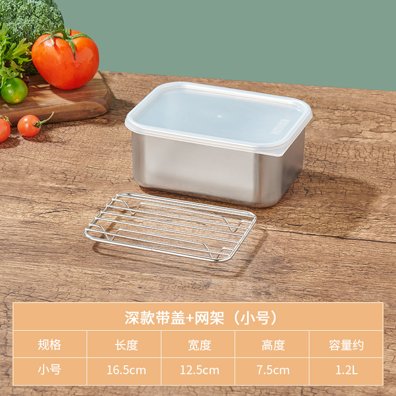 Acero inoxidable crisper hogar sellado grado alimenticio refrigerador con tapa carne de pescado congelado caja refrigerada