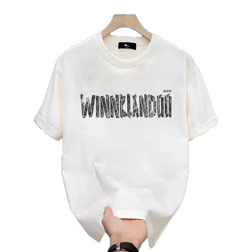 Summer heavyweight half-sleeve base shirt, Korean-style loose-fit top—men's trendy streetwear with cool, stylish printed short-sleeve T-shirt