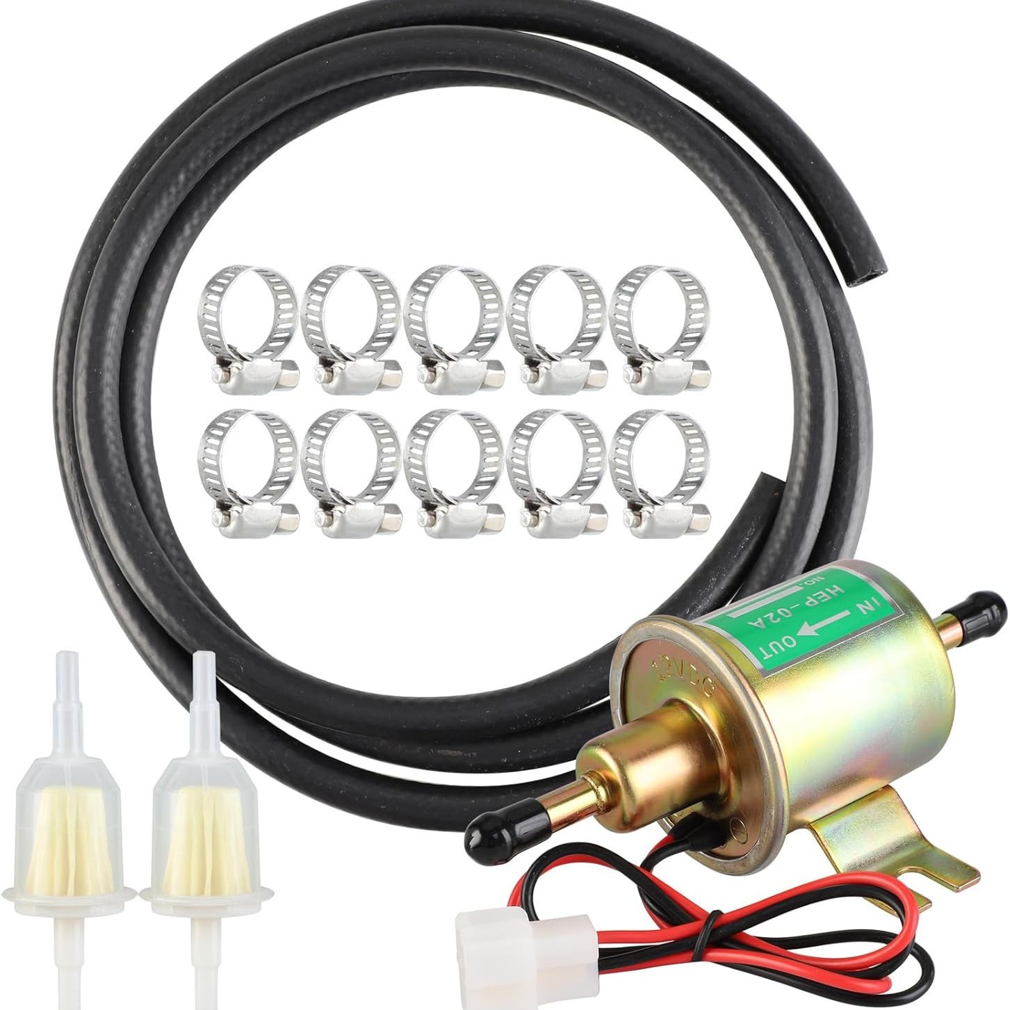 跨境专供汽车改装通用12V电子燃油泵柴油泵HEP-02A油管滤清套件