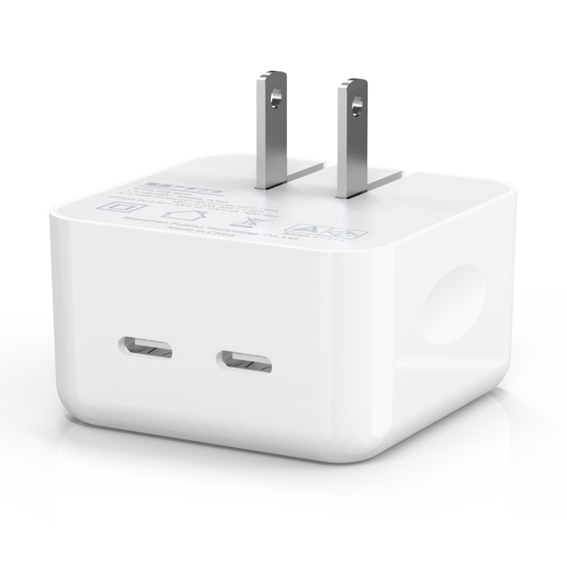 GaN personalizado C + C doble PD35W cabezal de carga rápida para Apple teléfono móvil cabezal de carga portátil enchufe de carga diario