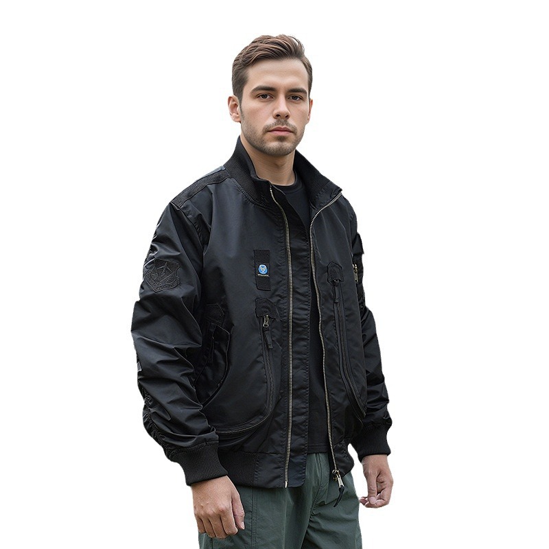 Chaqueta de vuelo de cuello de béisbol de otoño y invierno chaqueta de piloto de la Fuerza Aérea chaqueta de béisbol masculino táctica de cuello de pie chaqueta casual suelta