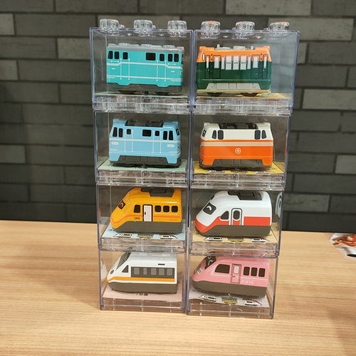 Q cute alloy engineering vehicle high speed rail locomotive toy model pull back car building block box kindergarten small gift