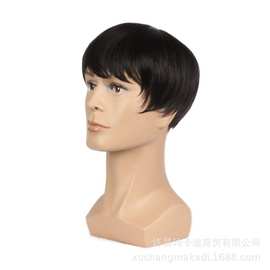 短发 男士假发wig 黑色短款化纤机制假发头套 外贸批发可一件代发