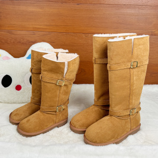 Parent-child snow boots women's 2024 autumn and winter new fleece-lined thick warm slim two wear boots Joker high boots