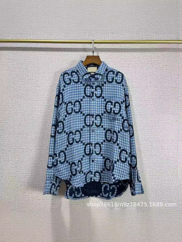 Source of Supply: g Brand 2025 Autumn and Winter New Jacquard All-Over Print Long-Sleeve Shirt, Loose-Fitting Shirt, Couple Style, High-End Version