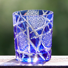 日式江戶切子玻璃杯手工雕刻威士忌水晶杯高檔洋酒杯啤酒杯禮盒裝