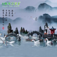 微景观仿真假山水亭桥造景意境中式园艺盆景茶桌配件工艺品小摆件