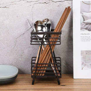 Kitchen Chopstick Barrel Wall-Mounted Chopstick Barrel Desktop High-Looking Simple Chopstick Cage Spatula Spoon Storage Box Ventilation