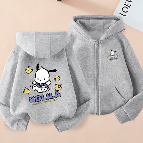 2024 Boys' Paco Dog New Sweatshirt Outerwear Children's Winter Warm Up Top for Big Kids Fashionable Casual Cardigan