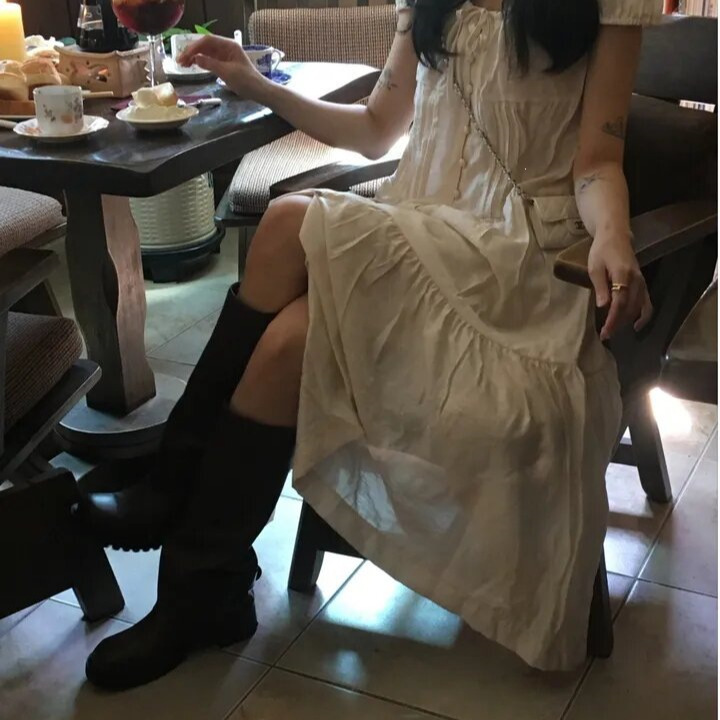 Korean Chic and Stylish Single-Breasted Dress for Women, New Summer Style with a Tie Design, Long Princess Dress