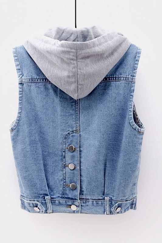 Denim Vest Women's Vest Vest with Hood New Spring, Summer, Autumn and Winter Korean Style Loose Top Fashionable Waistcoat