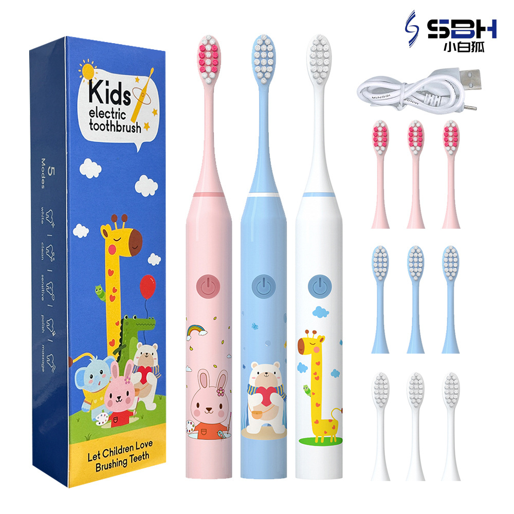 어린이 전동 칫솔 귀여운 재미 귀여운 만화 부드러운 머리 전동 칫솔 스마트 타이밍 음파 전동 칫솔 공장