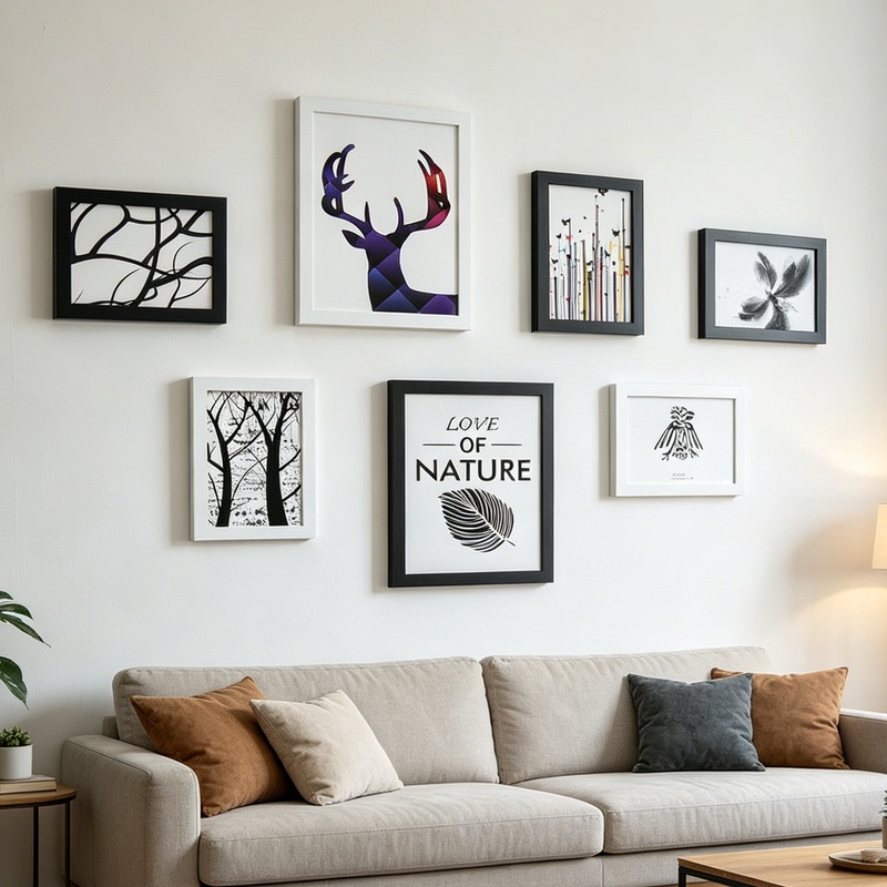 Nordic-style natural-themed decorative painting with elk and plant silhouettes, minimalist and artistic wall art for the living room Nordic-style natural-themed decorative painting with elk and plant silhouettes, minimalist and artistic wall art for the living room