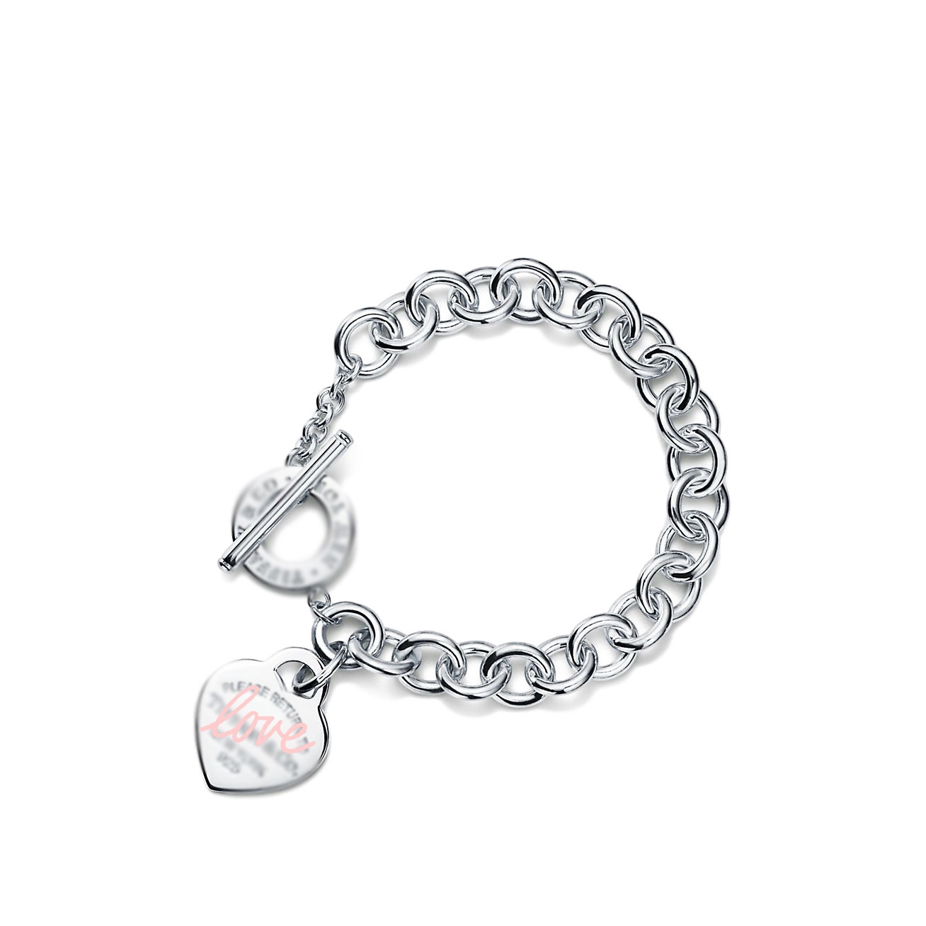 실버 TO 핑크 러브 하트 모양 팔찌