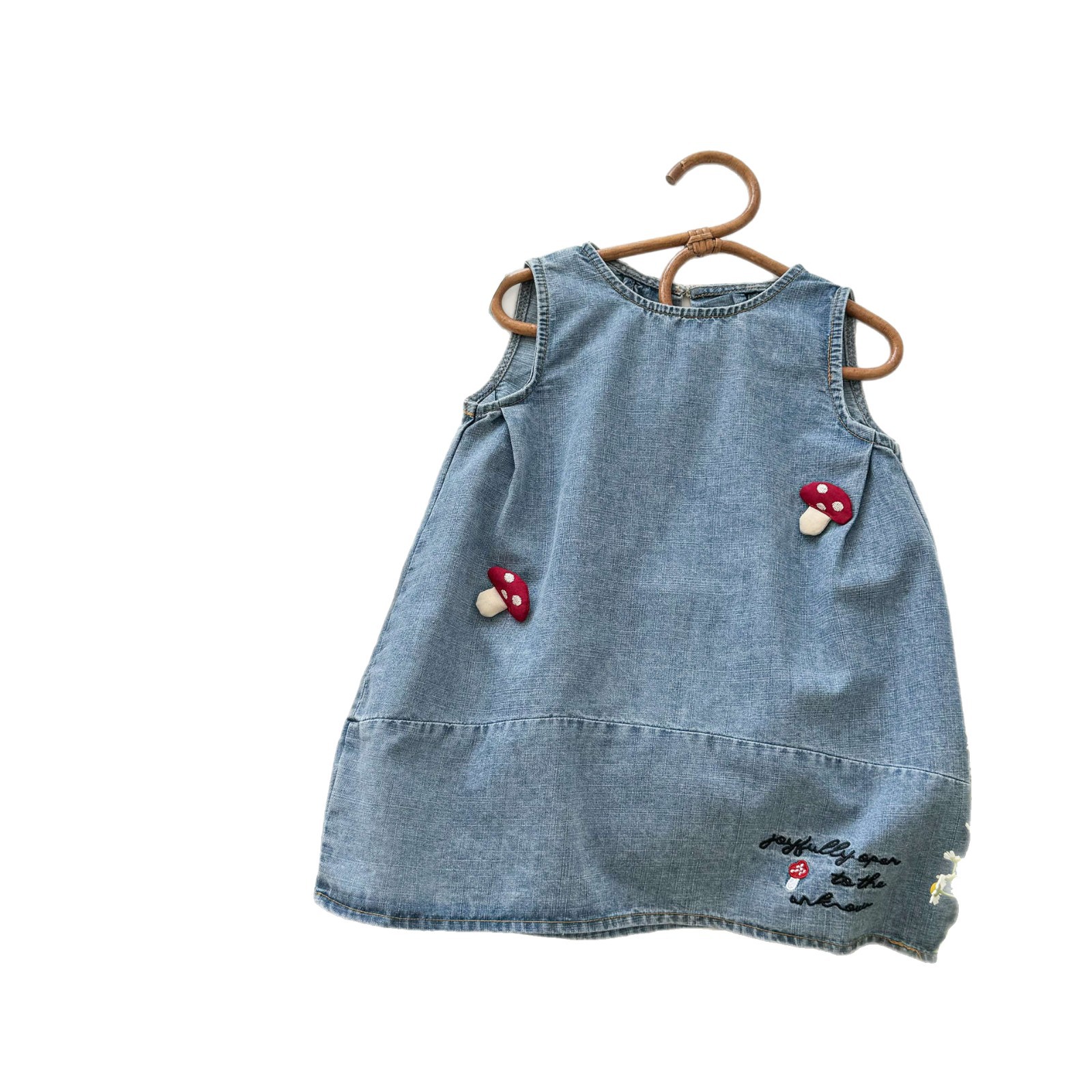 Xianning siete ropa infantil coreana para niñas estilo occidental falda de verano coreana bordado de mezclilla cogollos linda falda de chaleco